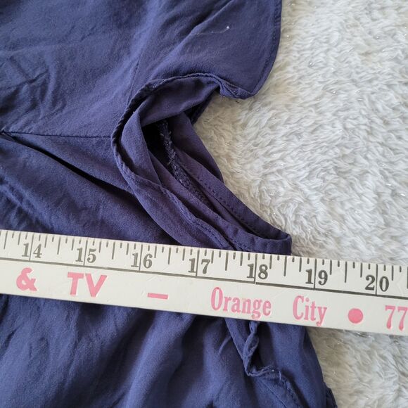 Taylor & Sage Blouse Womens Medium Purple Embroidered Milkmaid Short Sleeve Boho - Picture 8 of 10